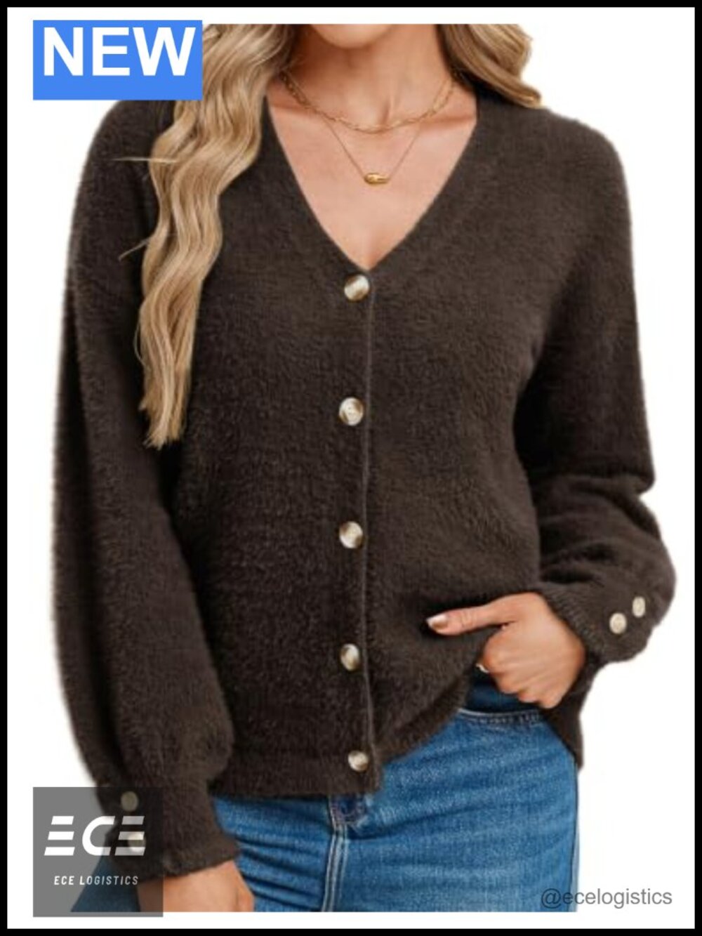 Fuzzy Cardigan Sweater Chunky Wool Blend Fall Open Front